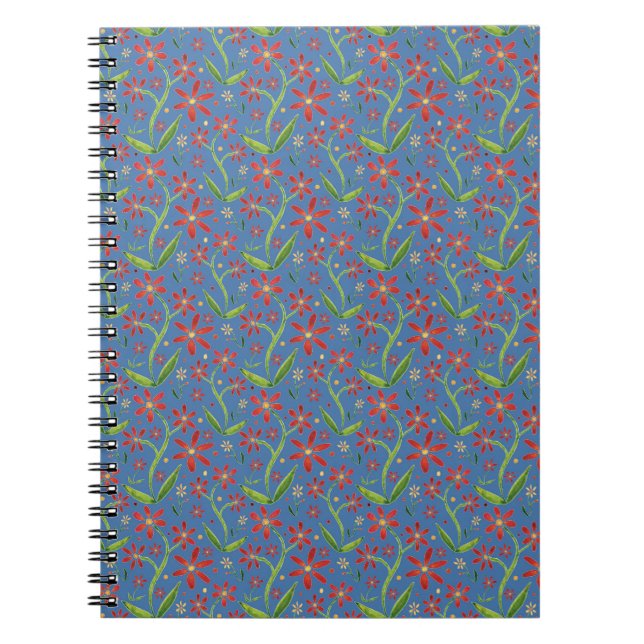 Caderno Espiral Blue Sky | Dancing Watercolor Daisies (Frente)