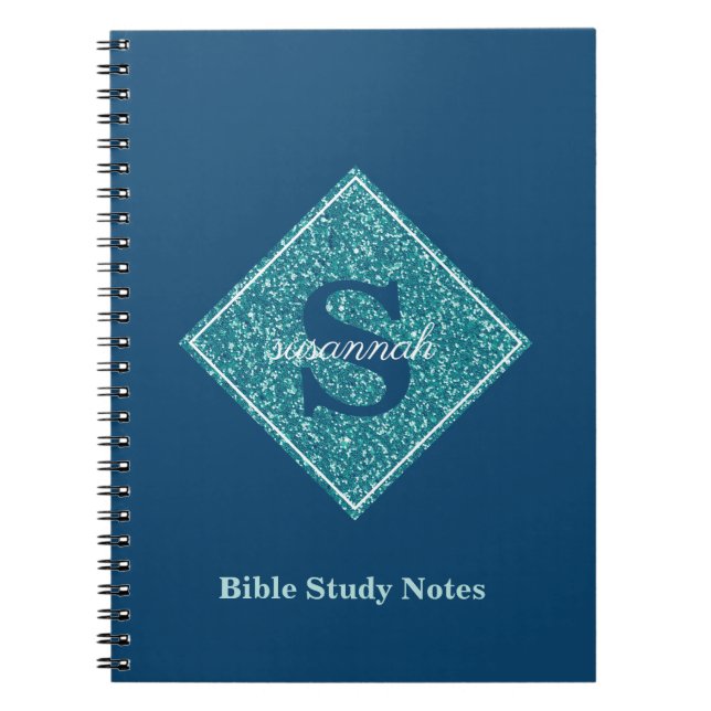 Caderno Espiral Blue Sparkles Monogram Bible Study Notebook (Frente)