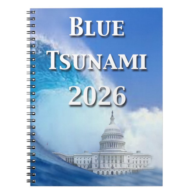 Caderno Espiral Blue Tsunami Election 2026 (Frente)