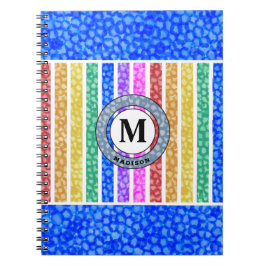 Caderno Espiral Blue Watercolor Rainbow Mosaic Strike Monograma