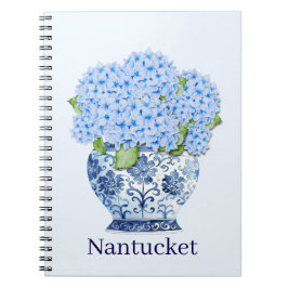 Caderno Espiral Blue & White Chinoiserie Floral Nantucket Notebook