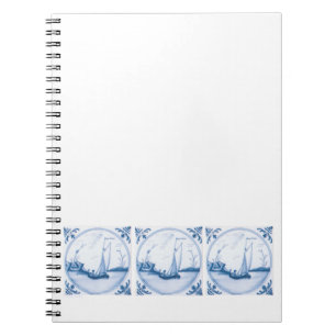Caderno Espiral Blue White Delft Sailboat
