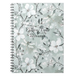 Caderno Espiral Blue White Floral Dragonflies