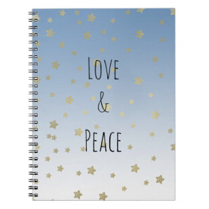 Caderno Espiral Blue White Stars Amor Paz