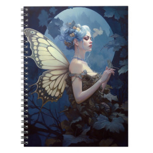 Caderno Espiral Blue Woodland Fairy Fantasy Art