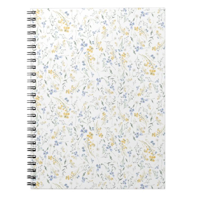 Caderno Espiral Blue Yellow Wildflower Pattern (Frente)