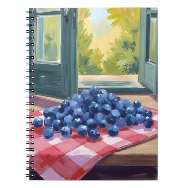 Caderno Espiral Blueberry Picking | Fruit Watercolor Blueberries (Frente)