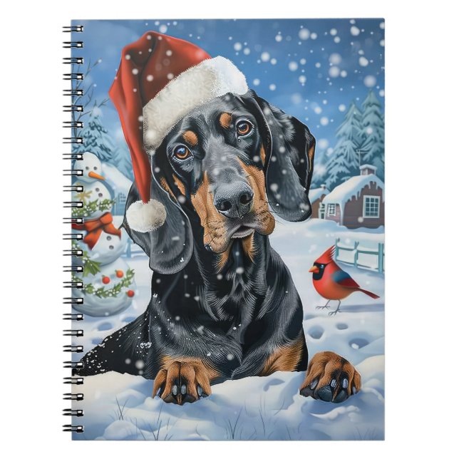 Caderno Espiral Bluetick Coonhound Winter Wonderland Christmas (Frente)