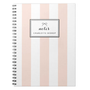 Caderno Espiral Blush Chic Vertical Stripes Personalizadas