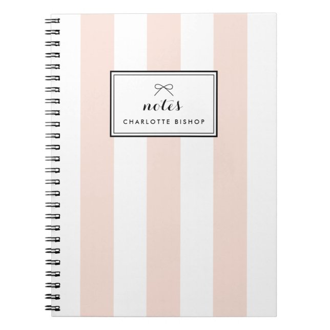 Caderno Espiral Blush Chic Vertical Stripes Personalizadas (Frente)
