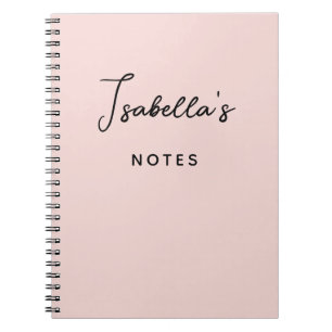 Caderno Espiral Blush de Script de Assinatura Manuscrito Moderno