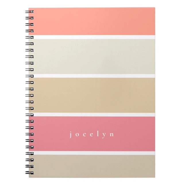 Caderno Espiral Blush e Peach Color Block Monogramados Girly (Frente)