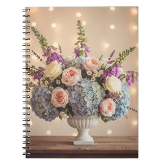 Caderno Espiral Blush Pink & Blue Romantic Bouquet Photo