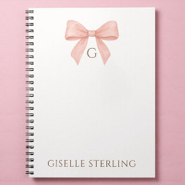 Caderno Espiral Blush Rosa de Monograma Aquarela