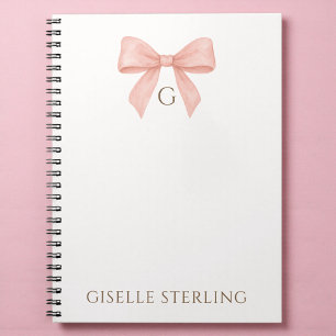 Caderno Espiral Blush Rosa de Monograma Aquarela