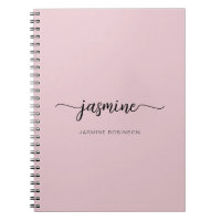 Blush Rosa Moderno Nome Monograma Noteb Feminino
