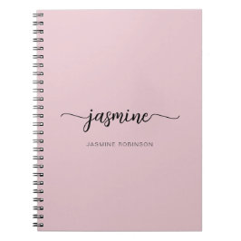 Caderno Espiral Blush Rosa Moderno Nome Monograma Noteb Feminino