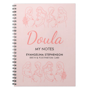 Caderno Espiral Blush Rosa Personalizado Linha Arte Nascimento Sup