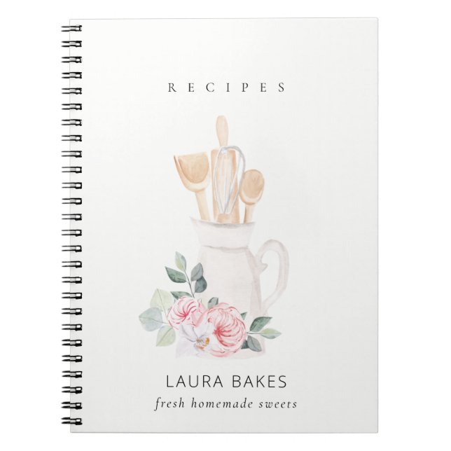 Caderno Espiral Blush Utensílios Cilindro de Cookbook Cilindro Flo (Frente)