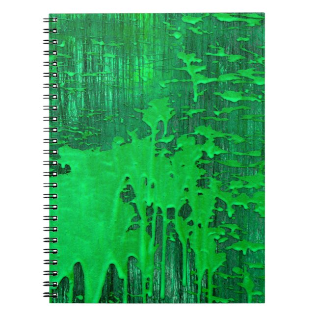 Caderno Espiral Boa superfície verde velha com textura de pingos d (Frente)
