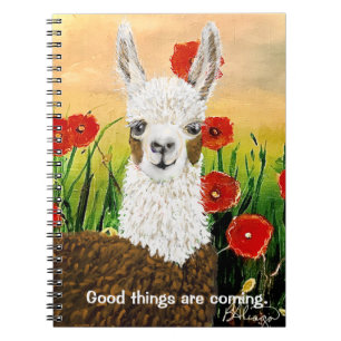 Caderno Espiral Boas Coisas Estão Chegando Mamãe Llama