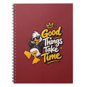 Caderno Espiral Boas Coisas Levam Tempo Camiseta Funny Cool Duck D