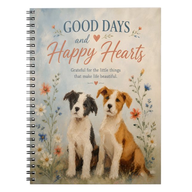 Caderno Espiral Boas Dias Corações Felizes (Frente)