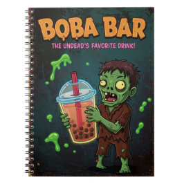 Caderno Espiral Boba Bar – A Bebida Favorita dos Mortos-Vivos!