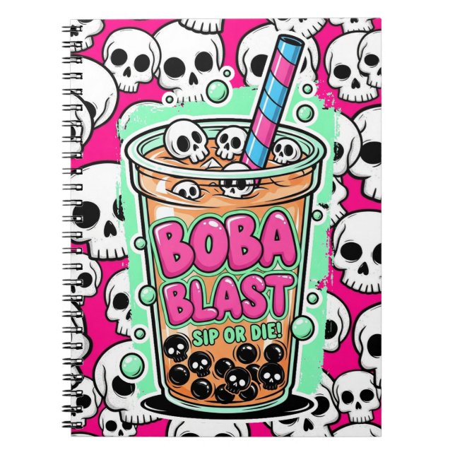 Caderno Espiral Boba Blast – Sip or Die!  (Frente)