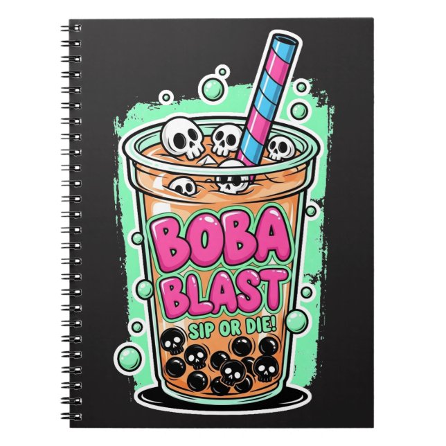 Caderno Espiral Boba Blast – Sip or Die!  (Frente)