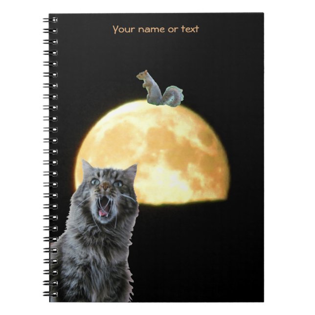 Caderno Espiral Bobo Chocado Gato e Esquilo na Lua (Frente)