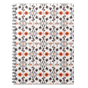 Caderno Espiral Bohemian striped floral: vinheta desenhada à mão.