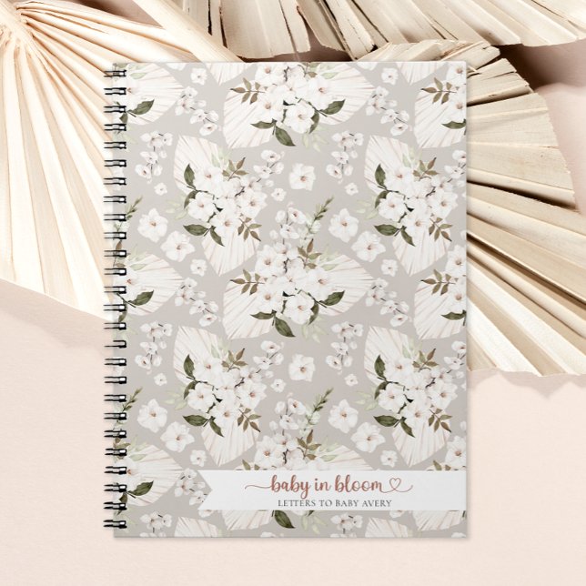 Caderno Espiral Boho Baby in Bloom Letters to Baby Diário Noteboo (letters to baby mother to be journal)
