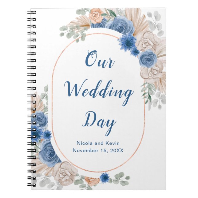 Caderno Espiral Boho Blue Pampas Grass Planner (Frente)