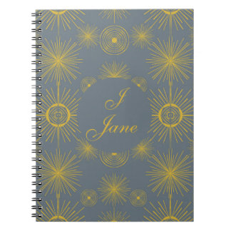 Caderno Espiral Boho Celestial Sun Stars Personalizada Vintage