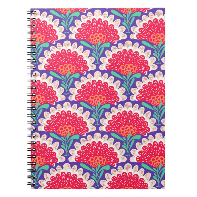 Caderno Espiral Boho Chic Floral Vintage Impressão. (Frente)