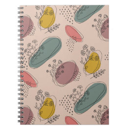 Caderno Espiral Boho Floral Abstrato