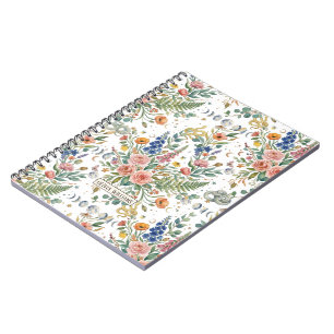 Caderno Espiral Boho Floral Celestial Lua & Cobras Botânico