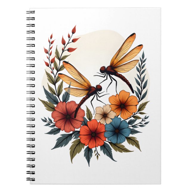 Caderno Espiral Boho Floral Dragonfly (Frente)