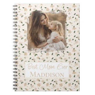 Caderno Espiral Boho Floral Personalizado Foto Melhor Mãe
