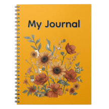 Boho Floral Spiral Notebook, Tons Terrestres Quent