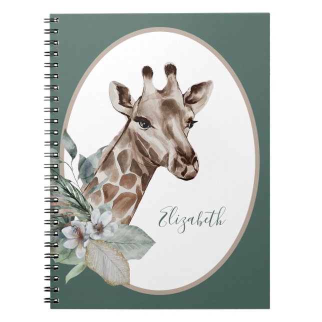 Caderno Espiral Boho Giraffe Watercolor Monograma (Frente)