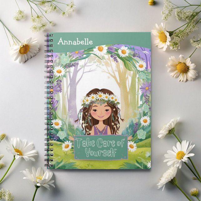 Caderno Espiral Boho Girl Green "Cuide-se de si mesma" (Criador carregado)