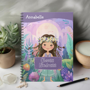 Caderno Espiral Boho Girl Purple "Choose Kindness"
