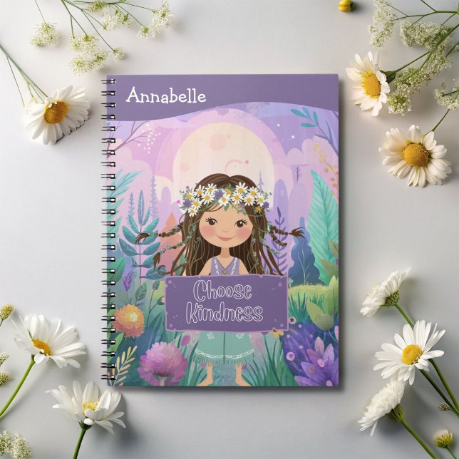 Caderno Espiral Boho Girl Purple "Choose Kindness" (Criador carregado)
