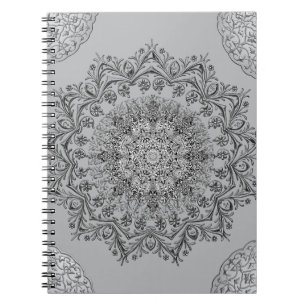 Caderno Espiral Boho Mandala Cinza Elegante
