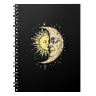 Caderno Espiral Boho Místico Sol E Vintagem Estética Da Lua