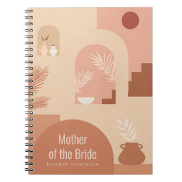 Caderno Espiral Boho Modern Arte Floral Terracotta Partido Bridal
