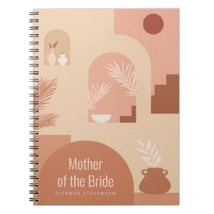 Caderno Espiral Boho Modern Arte Floral Terracotta Partido Bridal