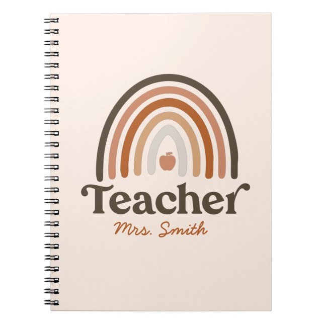 Caderno Espiral Boho Modern Rainbow Apple - Professor Personalizad (Frente)